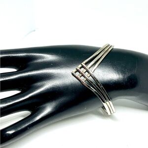 Silver Plated Chevron Open Cuff Bracelet